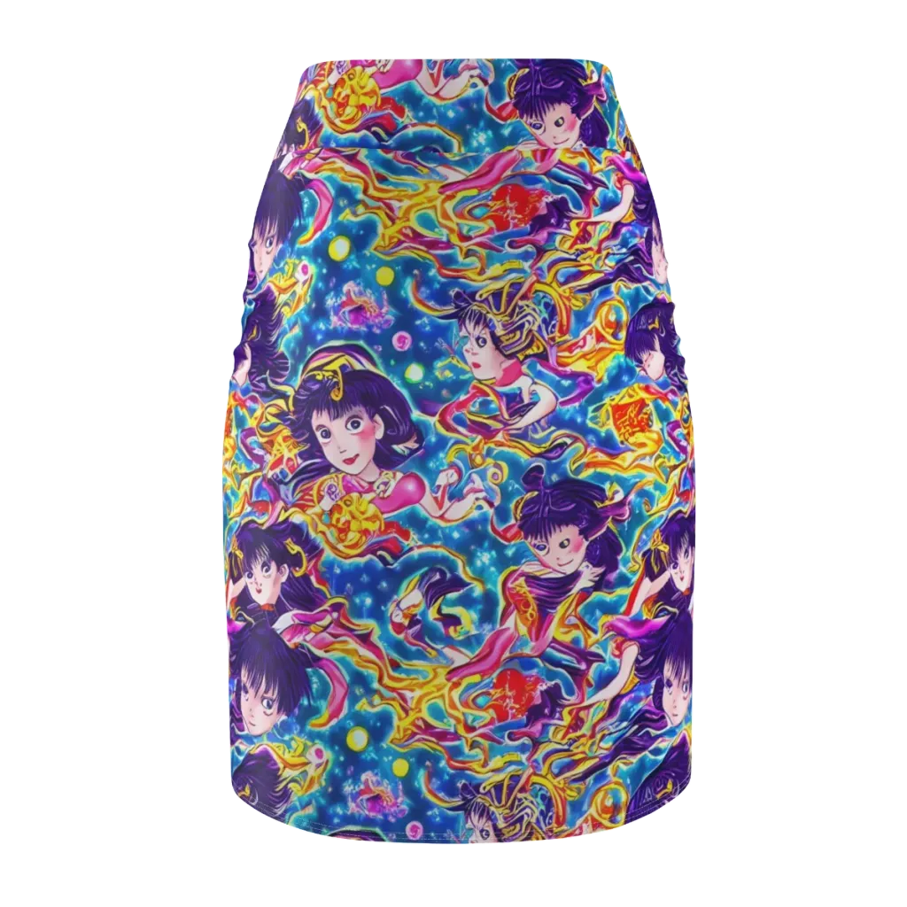 Aquatic Whim on Pencil Skirt — Back