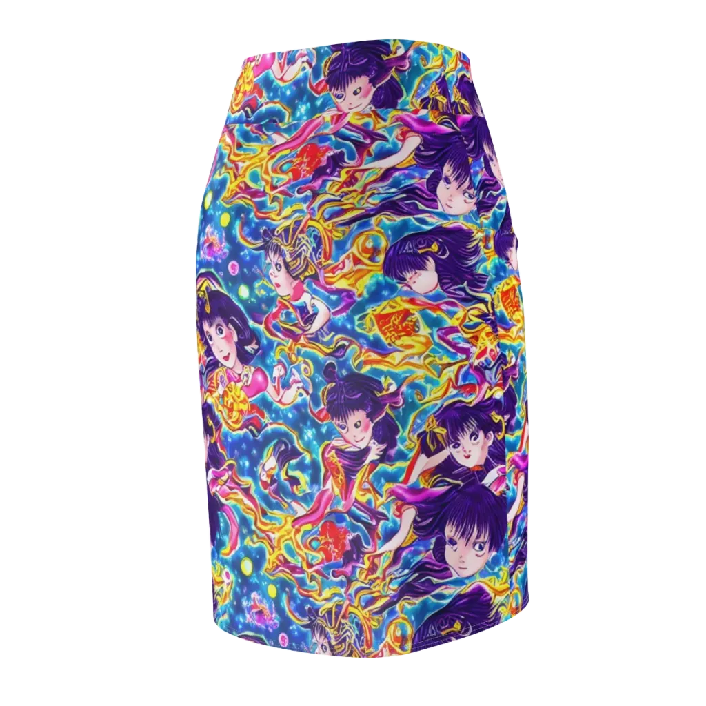 Aquatic Whim on Pencil Skirt — Back Side