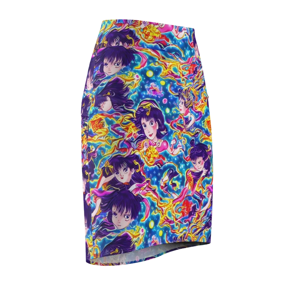 Aquatic Whim on Pencil Skirt — Front Side