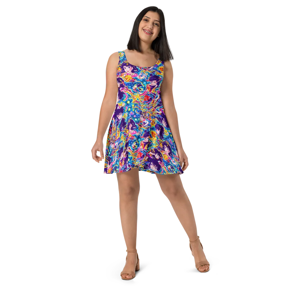 Aquatic Whim on Skater Dress — Front