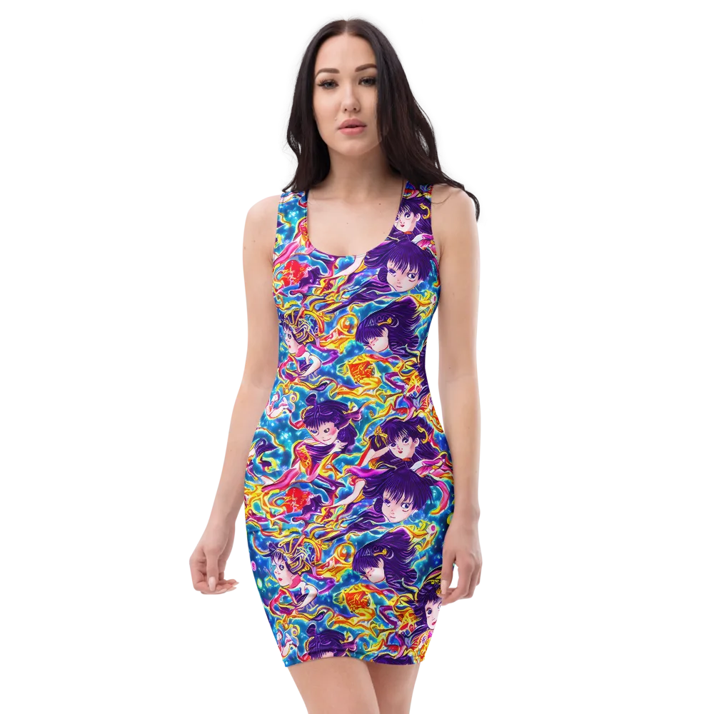 Aquatic Whim on Bodycon Dress — Front