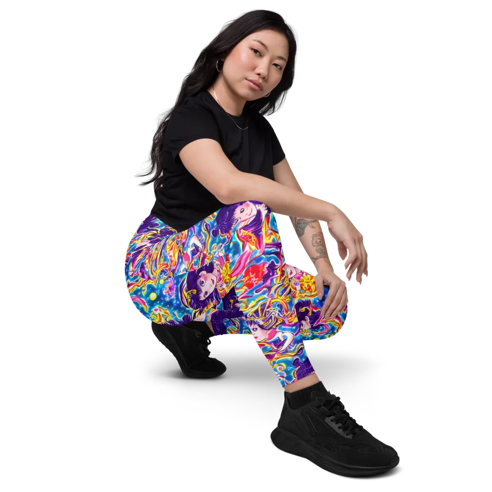 Aquatic Whim on Leggings with Pockets — Right Front