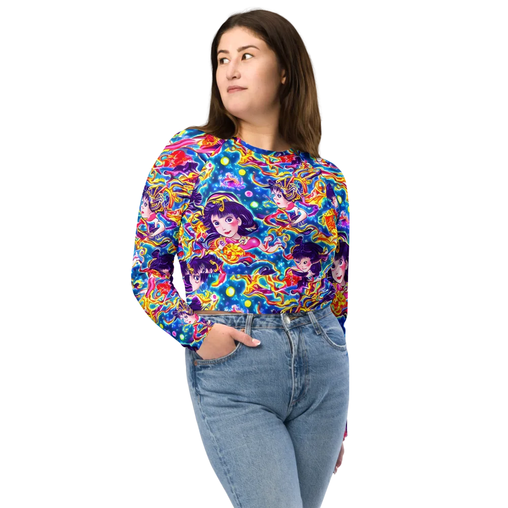 Aquatic Whim on Long Sleeve Crop Top — Front
