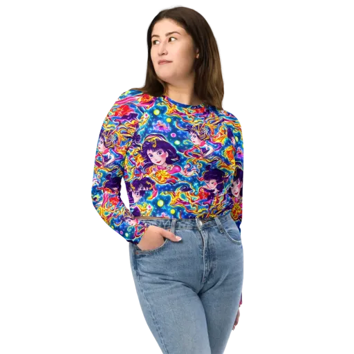 Aquatic Whim on a Long Sleeve Crop Top