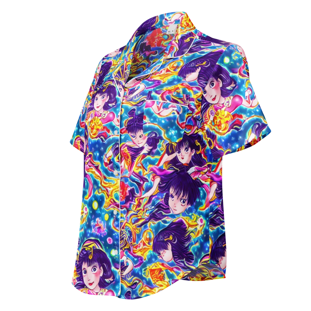 Aquatic Whim on Women's Short Sleeve Pajama Top — Left Front