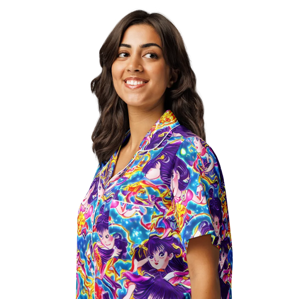 Aquatic Whim on Women's Short Sleeve Pajama Top — Left Front