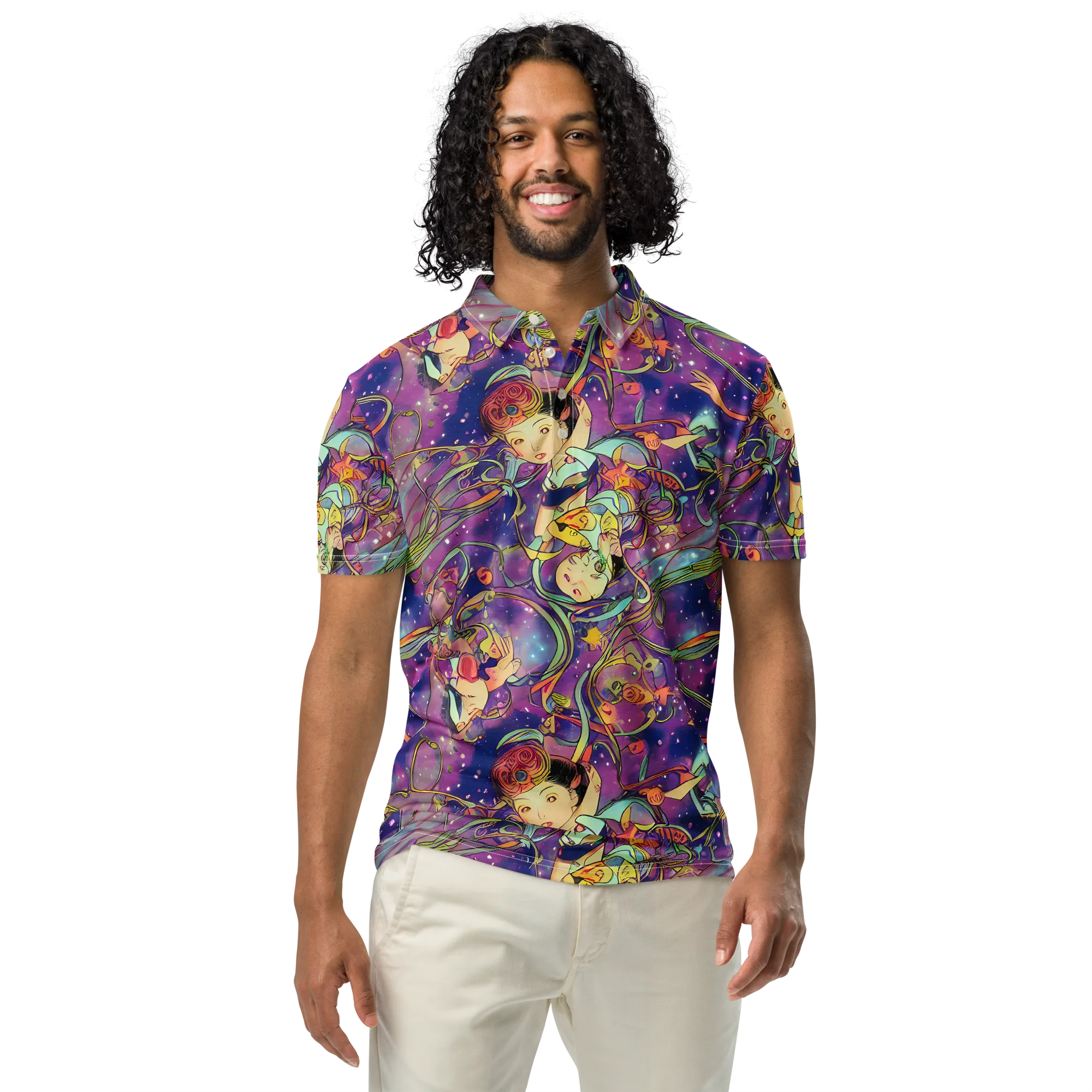 Spiral of Stardust on Men's Slim Fit Polo Shirt — Front