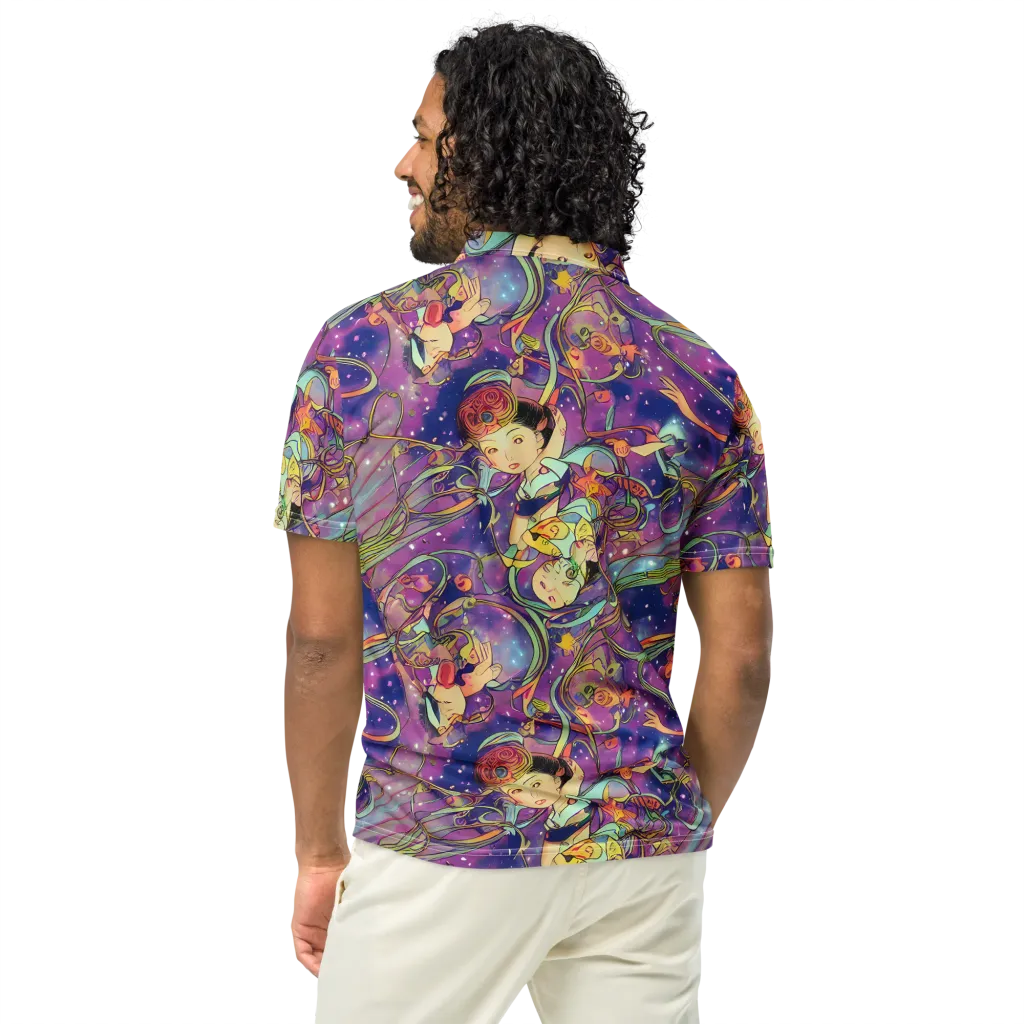Spiral of Stardust on Men's Slim Fit Polo Shirt — Back