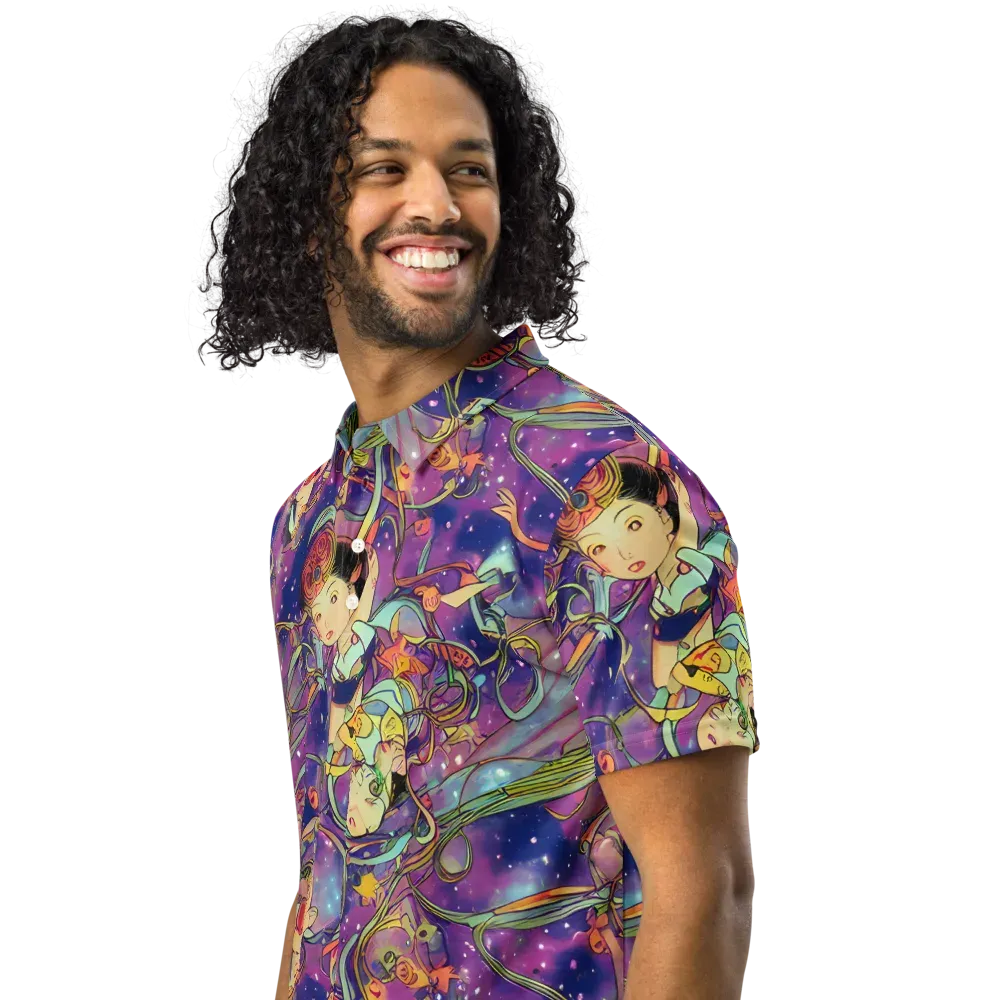 Spiral of Stardust on Men's Slim Fit Polo Shirt — Left Front