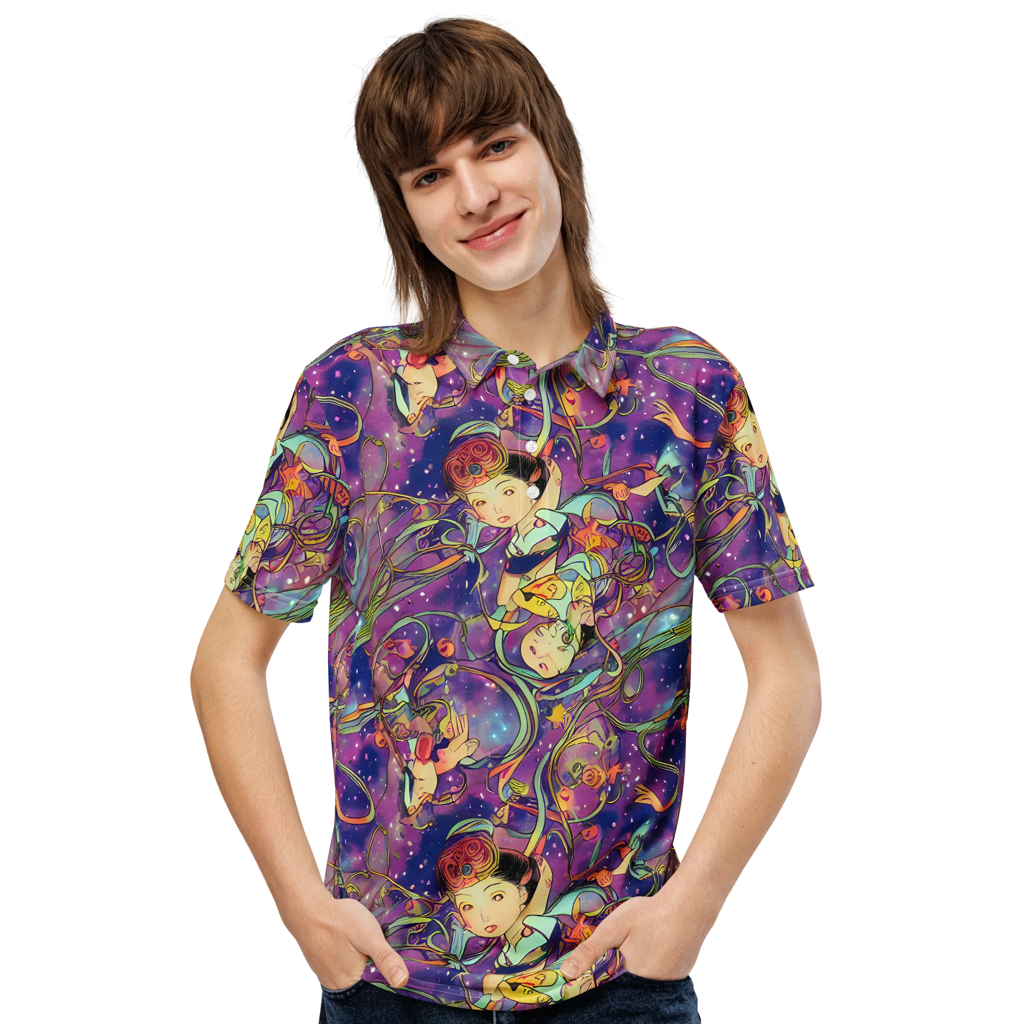 Spiral of Stardust on Men's Slim Fit Polo Shirt — Front