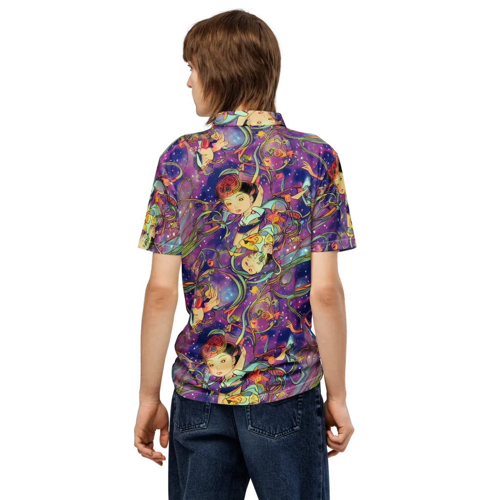Spiral of Stardust on Men's Slim Fit Polo Shirt — Back