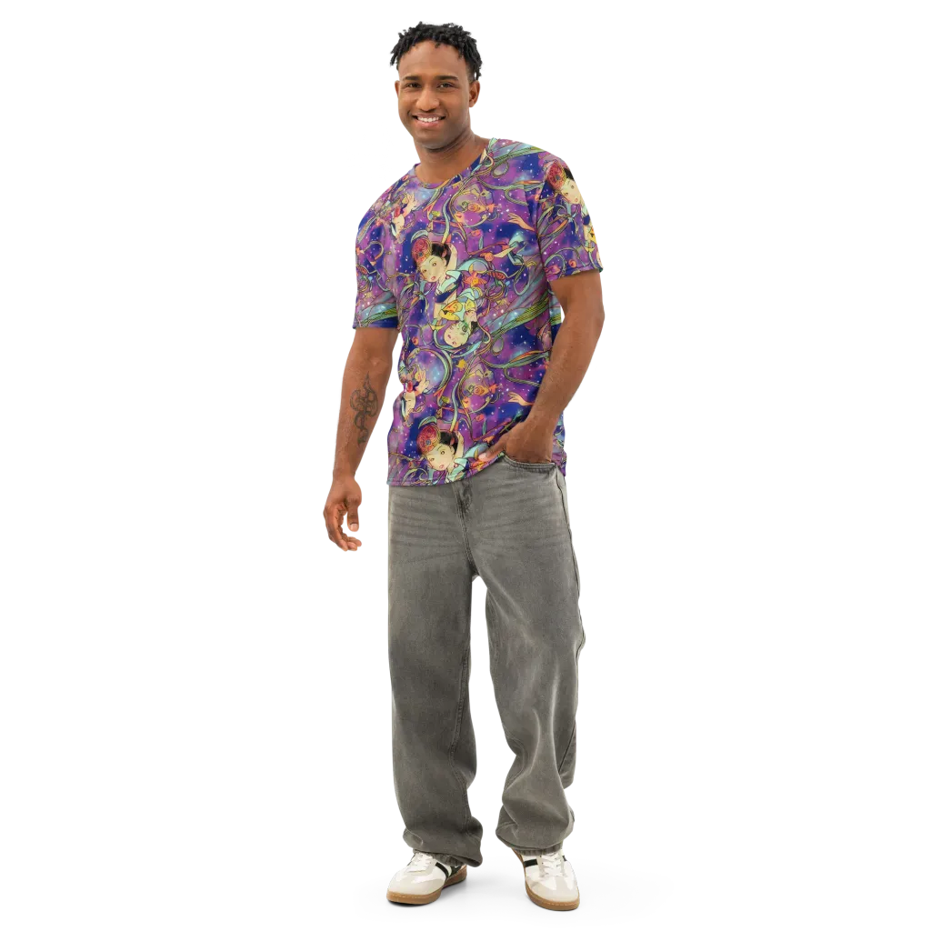 Spiral of Stardust on Men's Cotton Crew Neck T-Shirt — Front