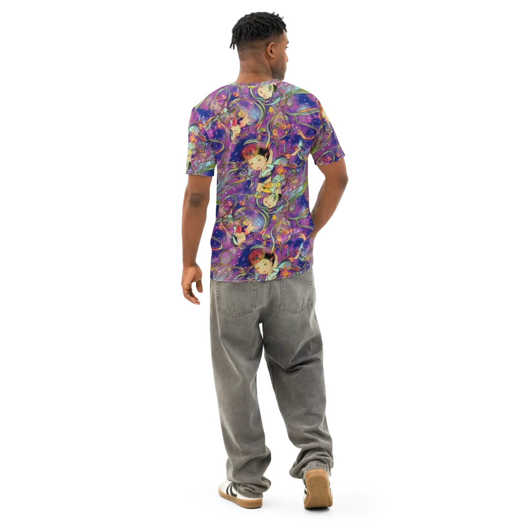 Spiral of Stardust on Men's Cotton Crew Neck T-Shirt — Back
