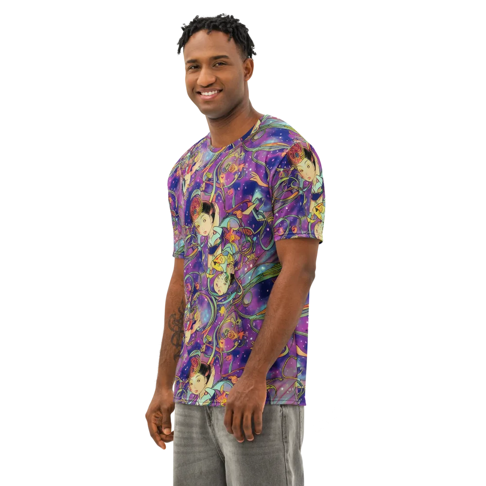 Spiral of Stardust on Men's Cotton Crew Neck T-Shirt — Left Front