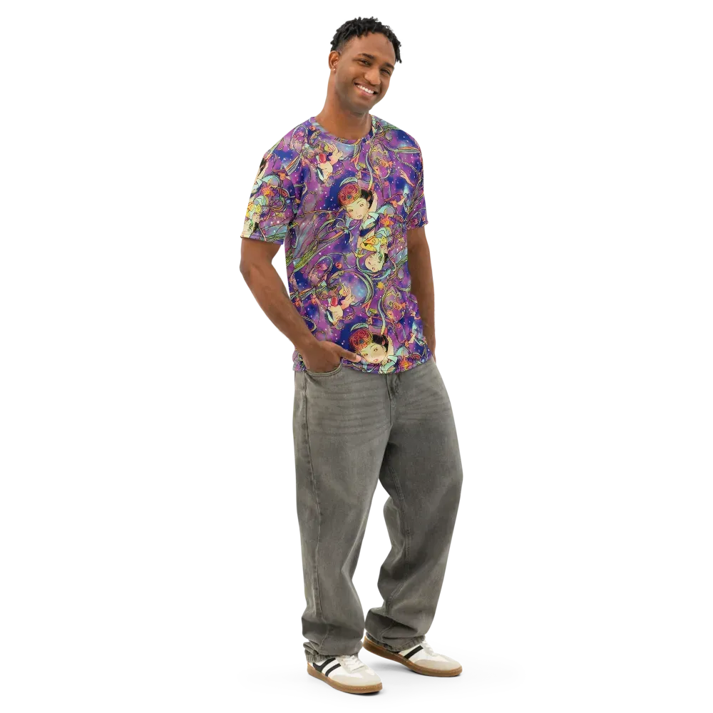 Spiral of Stardust on Men's Cotton Crew Neck T-Shirt — Right Front