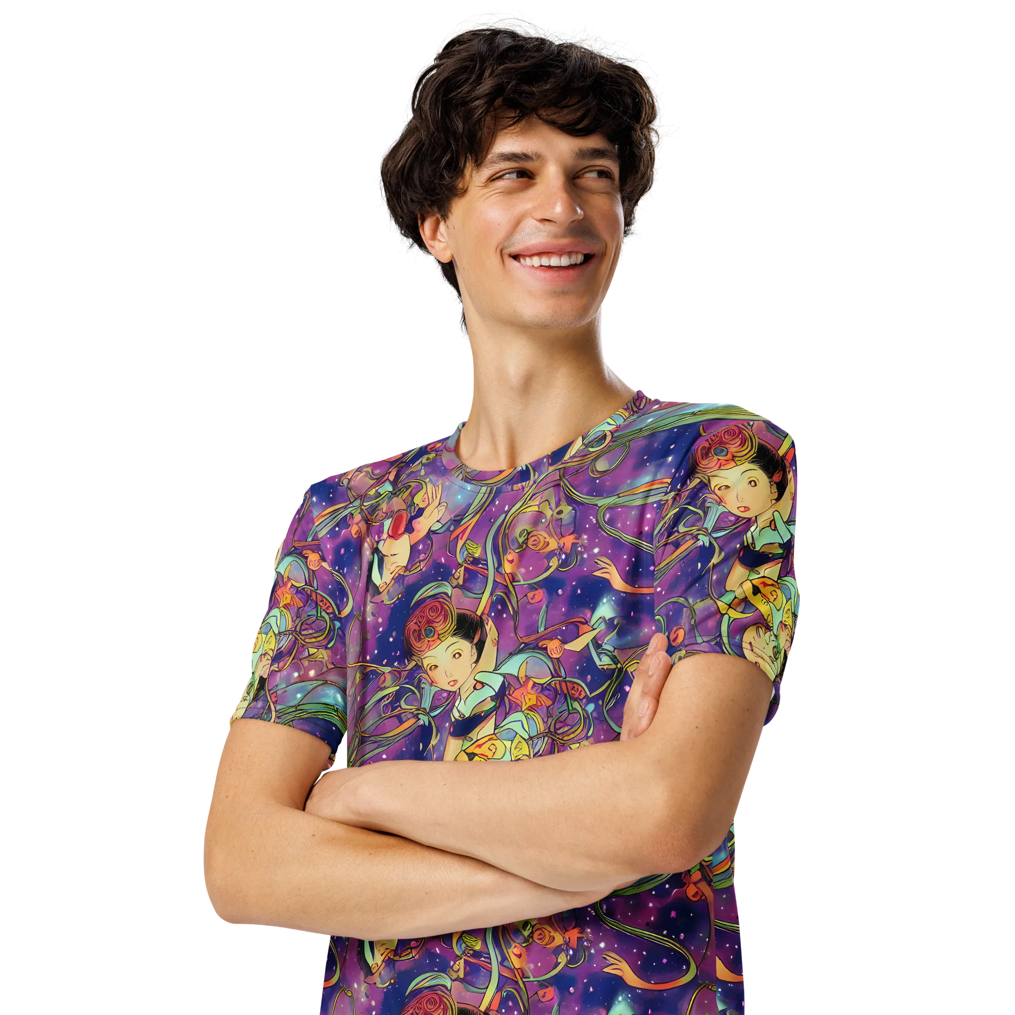 Spiral of Stardust on Men's Crew Neck T-Shirt — Left Front