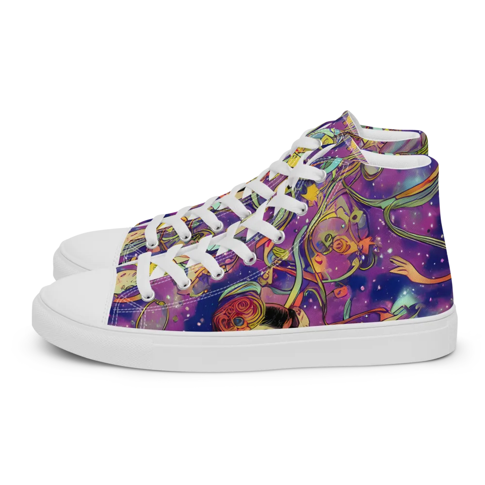 Spiral of Stardust on Men's High Top Canvas Shoes — Left