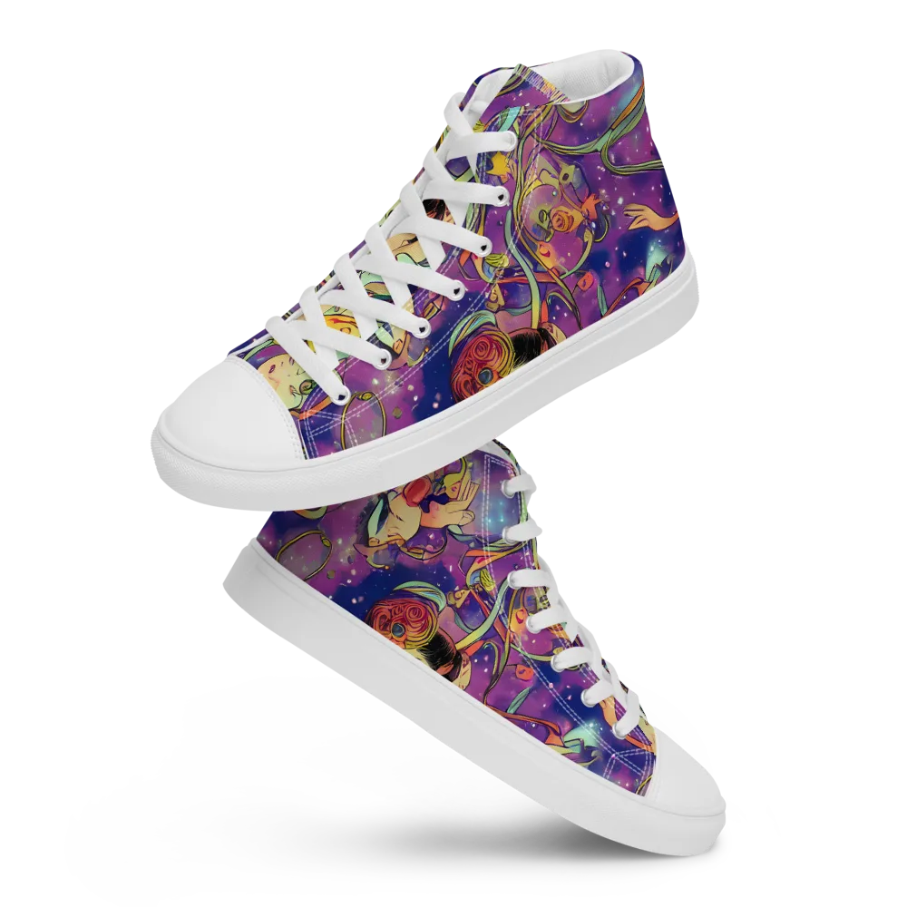 Spiral of Stardust on Men's High Top Canvas Shoes — Front