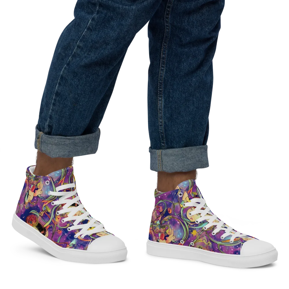 Spiral of Stardust on Men's High Top Canvas Shoes — Right