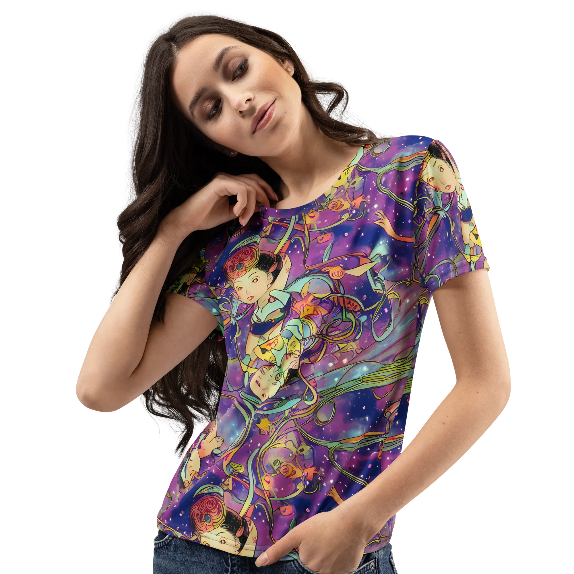 Spiral of Stardust on Women's Crew Neck T-Shirt — Left Front