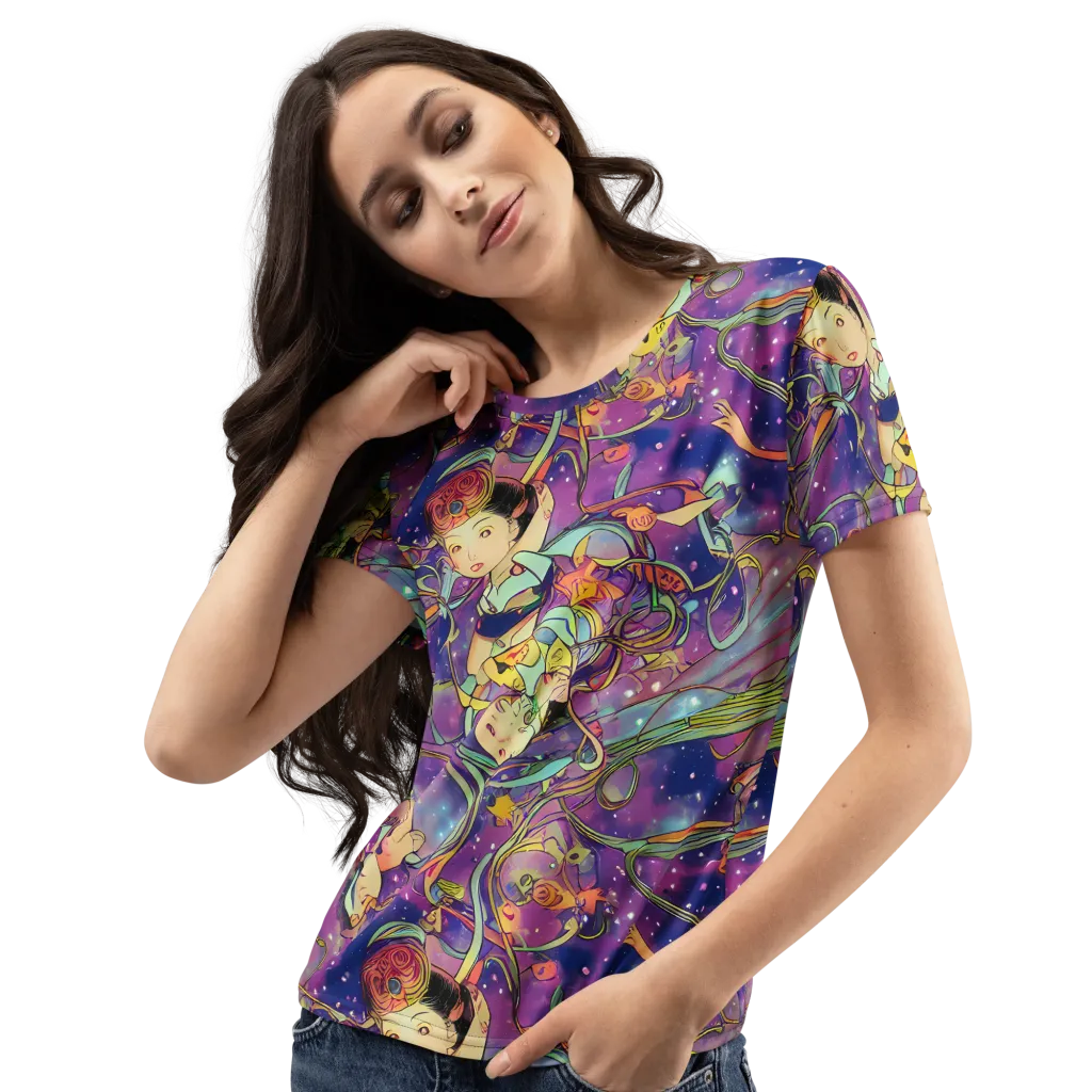Spiral of Stardust on Women's Crew Neck T-Shirt — Left Front