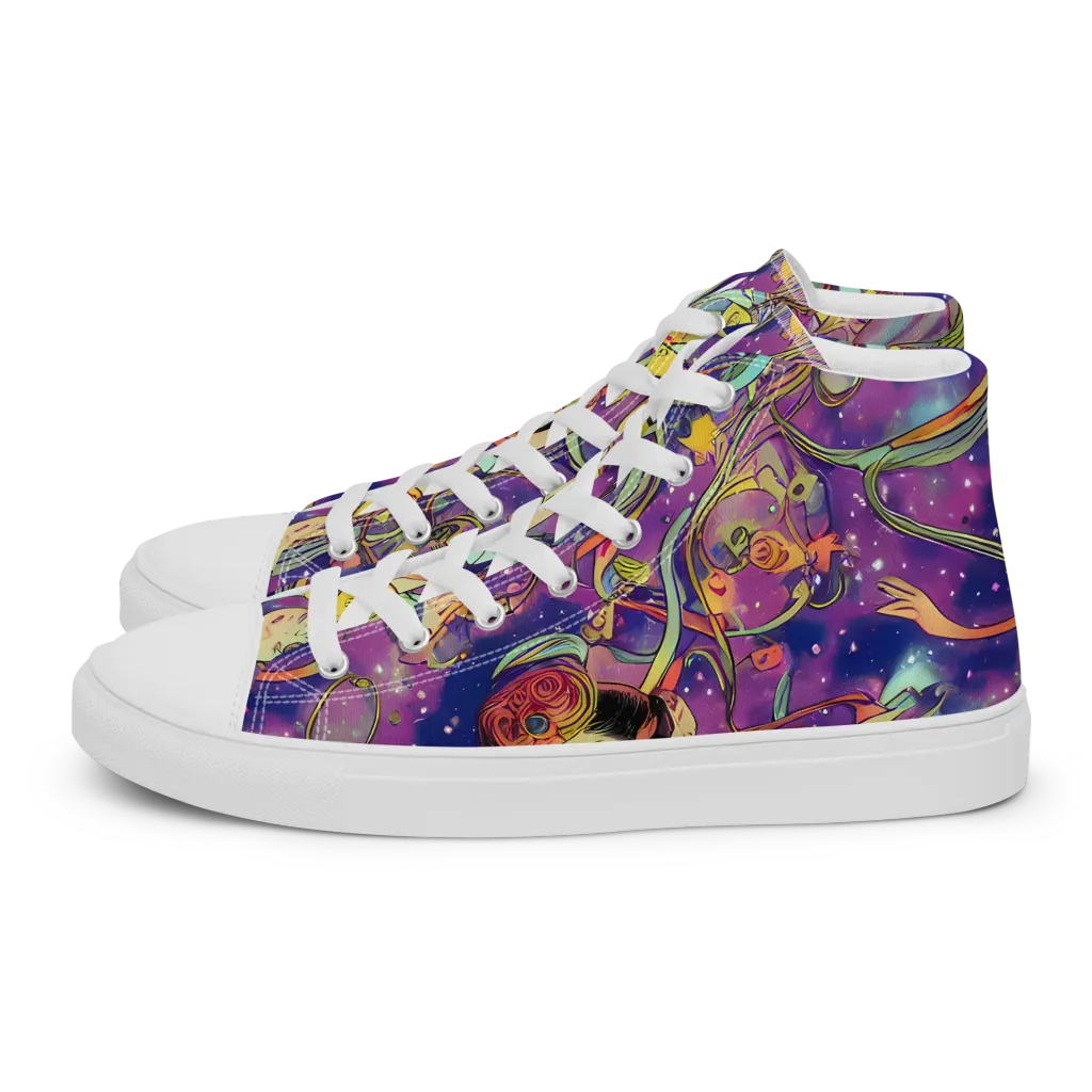 Spiral of Stardust on Women's High Top Canvas Shoes — Left