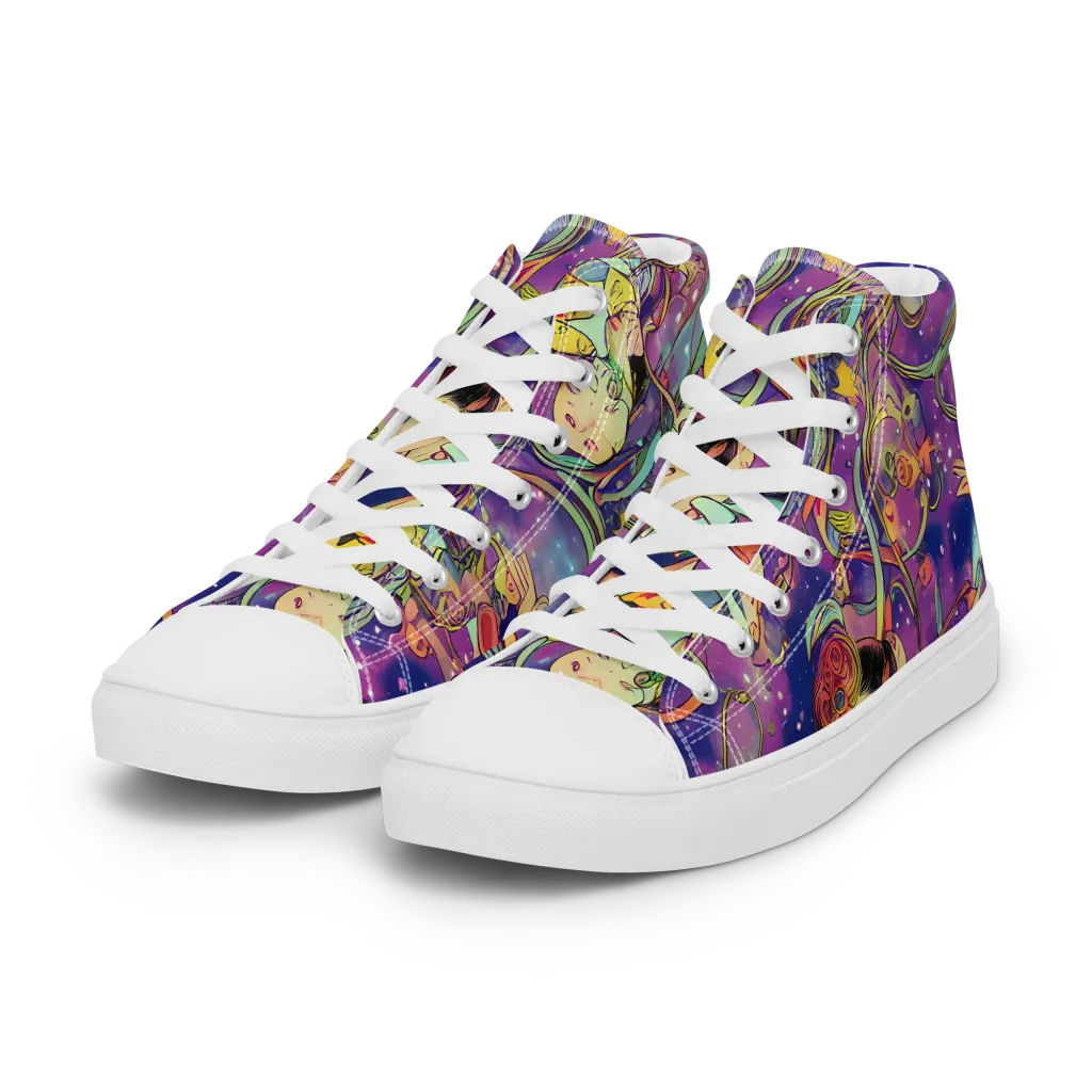 Spiral of Stardust on Women's High Top Canvas Shoes — Left Front