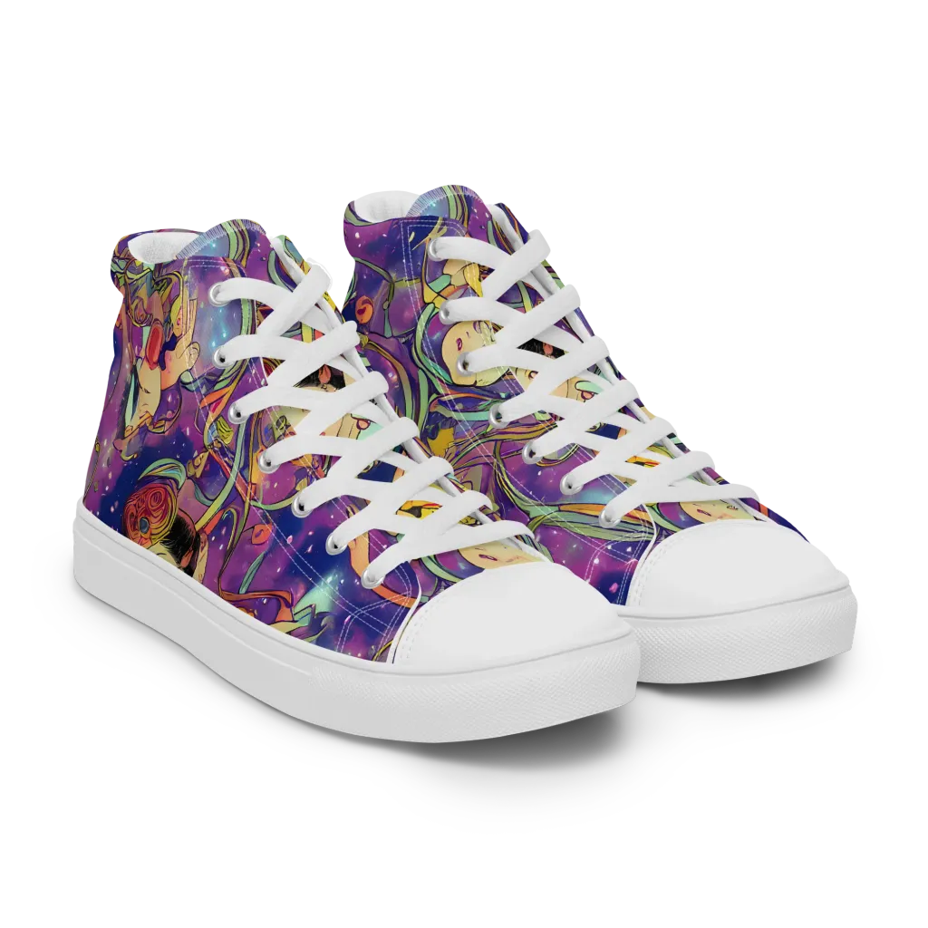 Spiral of Stardust on Women's High Top Canvas Shoes — Right Front