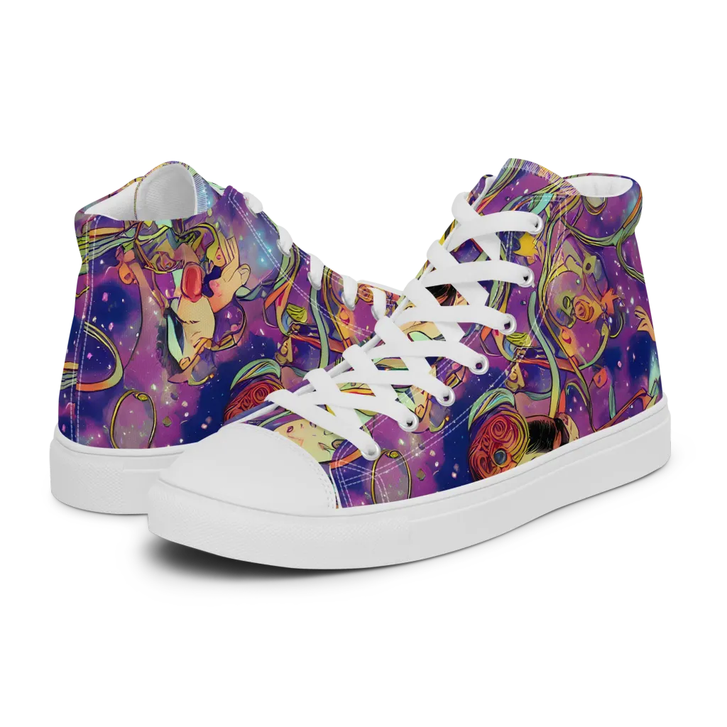 Spiral of Stardust on Women's High Top Canvas Shoes — Left