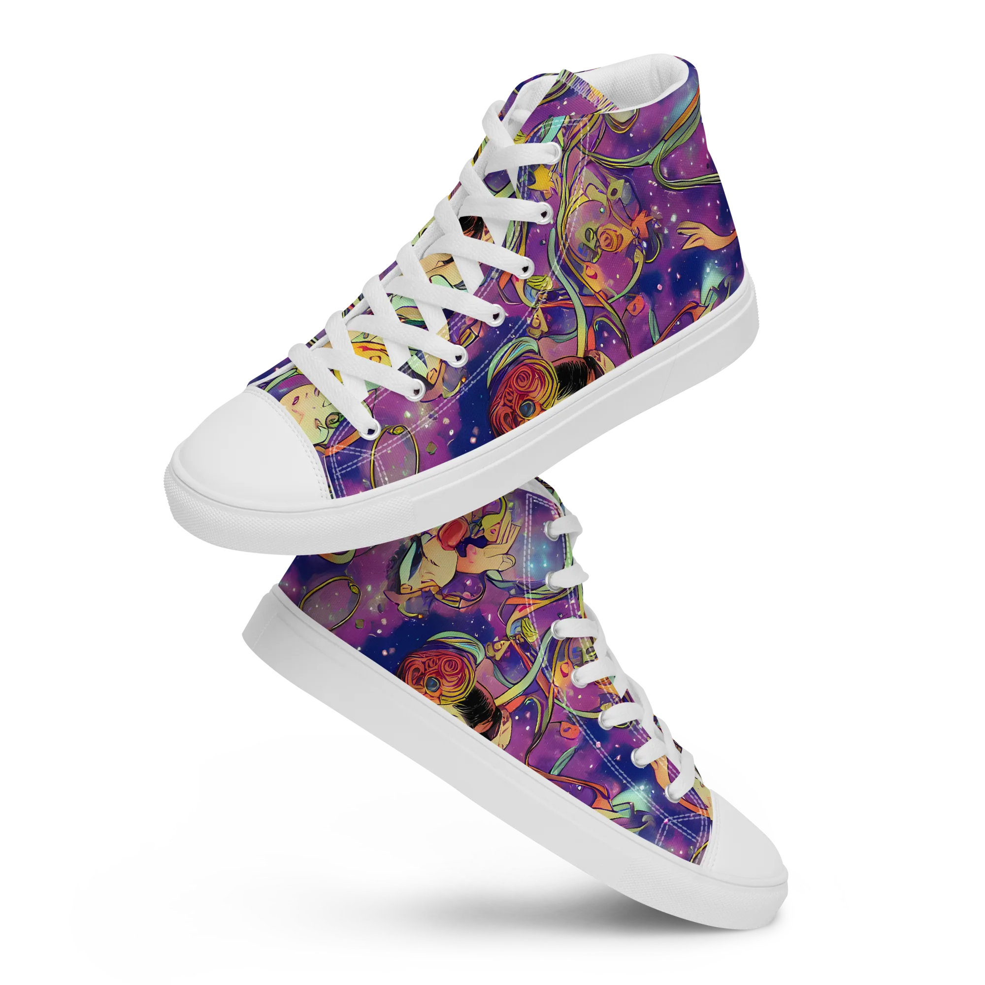 Spiral of Stardust on Women's High Top Canvas Shoes — Front