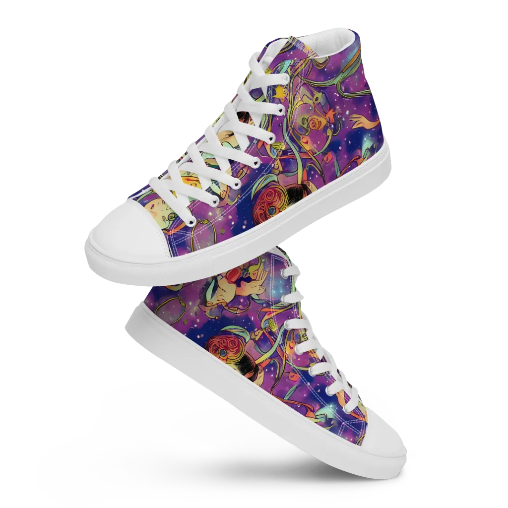 Spiral of Stardust on Women's High Top Canvas Shoes — Front
