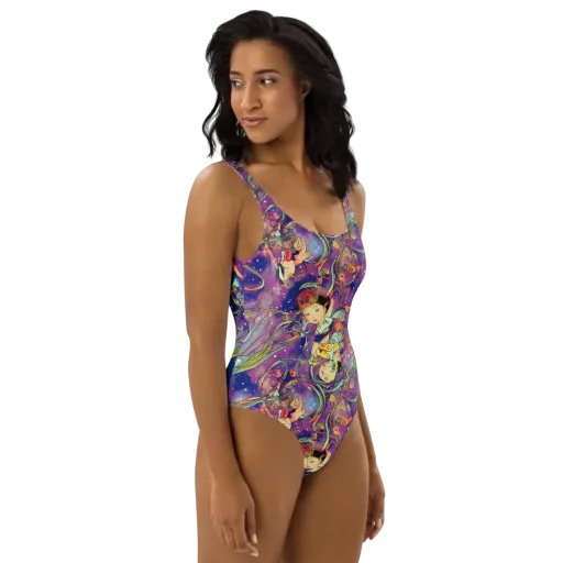 Spiral of Stardust on a One-Piece Swimsuit
