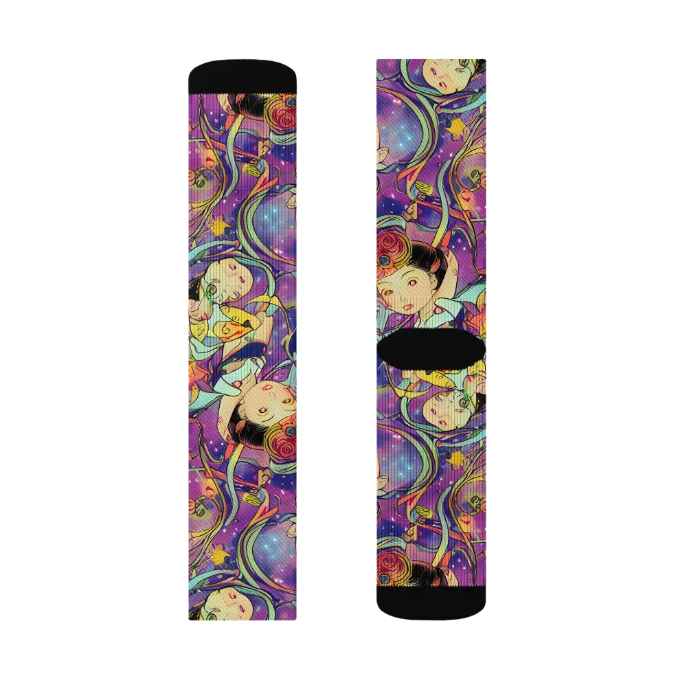 Spiral of Stardust on Socks — Left Sock