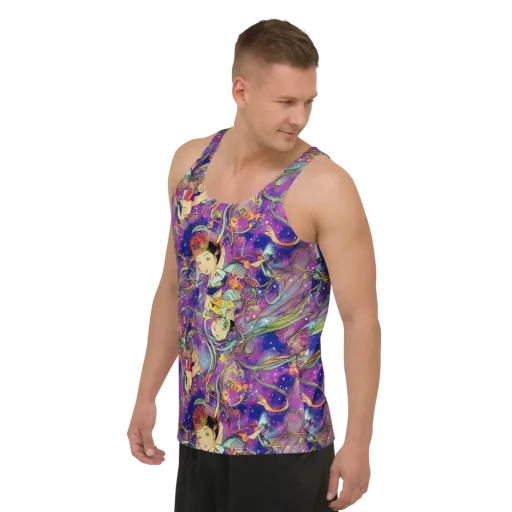 Spiral of Stardust on a Men's Tank Top