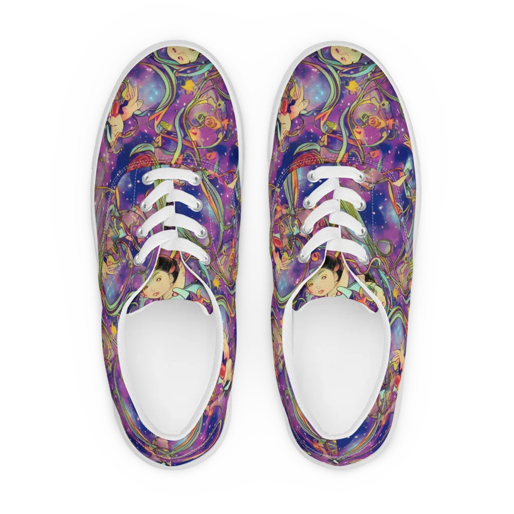 Spiral of Stardust on Men's Lace-Up Canvas Shoes — Front