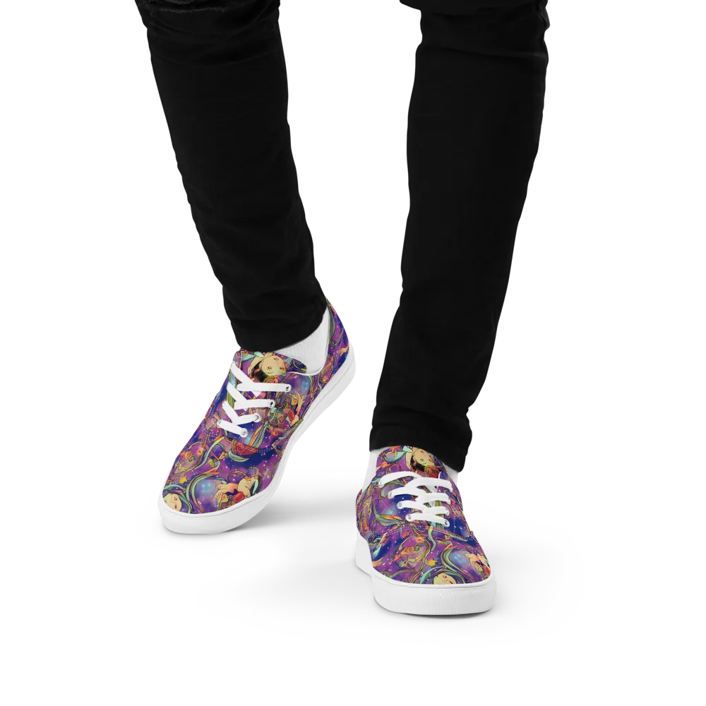 Spiral of Stardust on Men's Lace-Up Canvas Shoes — Front