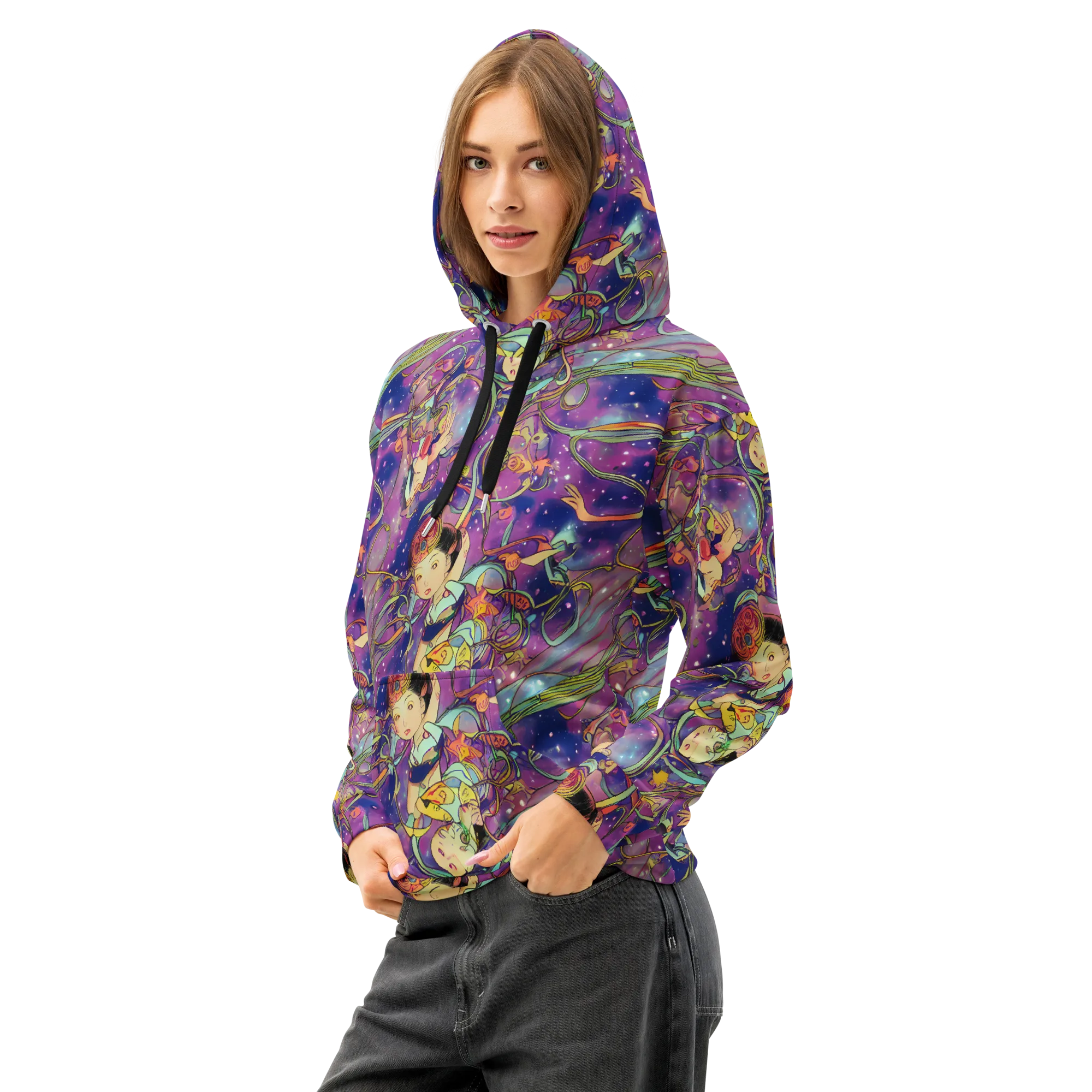 Spiral of Stardust on Cotton Hoodie — Left Front