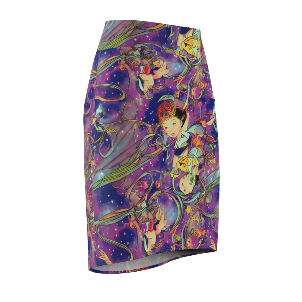 Spiral of Stardust on Pencil Skirt — Front Side