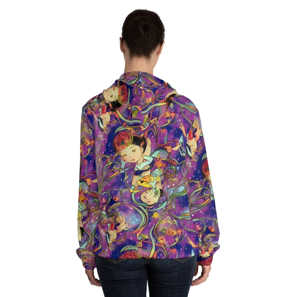 Spiral of Stardust on Women's Full-Zip Hoodie — Back On Person