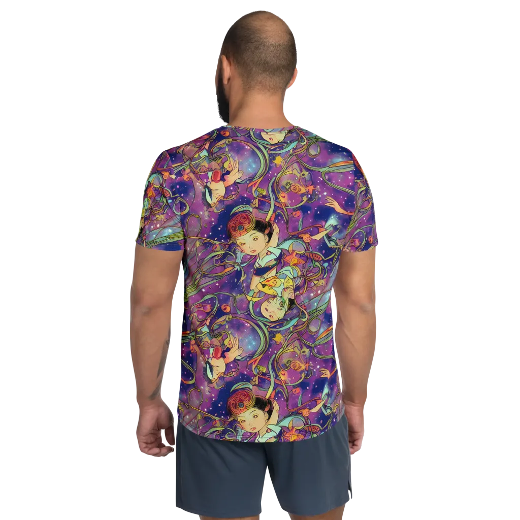 Spiral of Stardust on Men's Athletic T-Shirt — Back