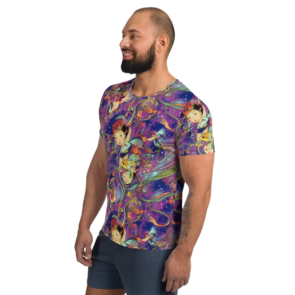 Spiral of Stardust on Men's Athletic T-Shirt — Left