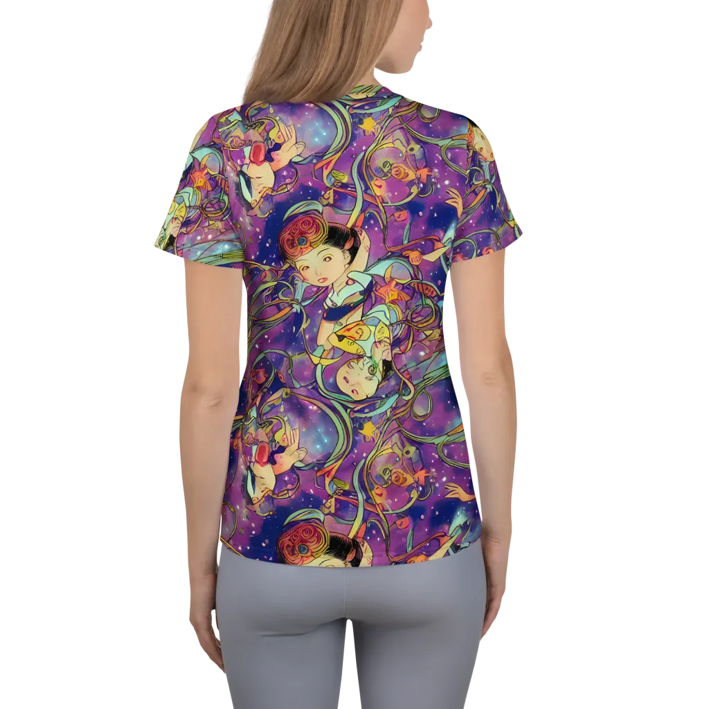 Spiral of Stardust on Women's Athletic T-Shirt — Back
