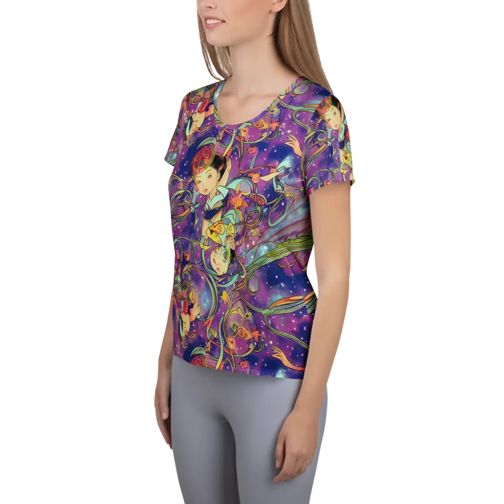 Spiral of Stardust on Women's Athletic T-Shirt — Left