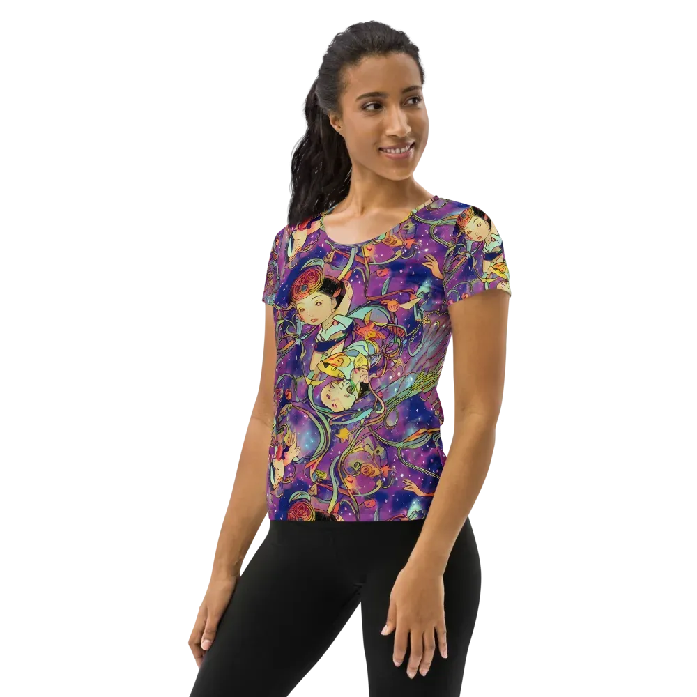 Spiral of Stardust on Women's Athletic T-Shirt — Left