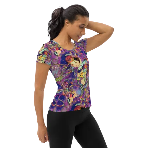 Spiral of Stardust on a Women's Athletic T-Shirt