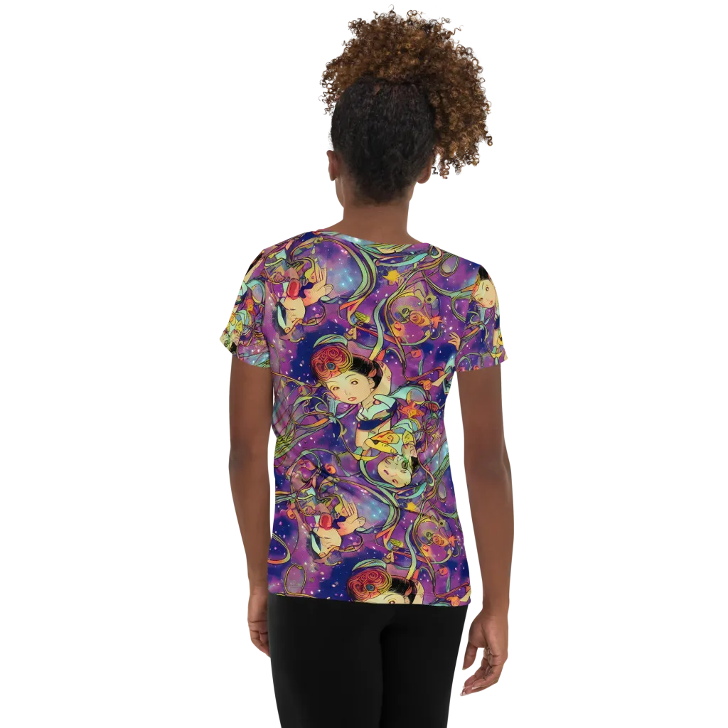 Spiral of Stardust on Women's Athletic T-Shirt — Back