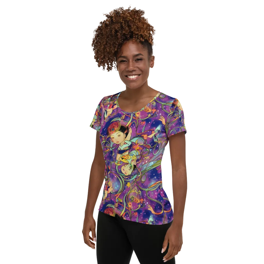 Spiral of Stardust on Women's Athletic T-Shirt — Left
