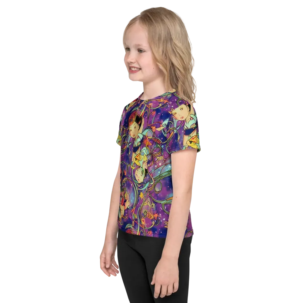 Spiral of Stardust on Kids Crew Neck T-Shirt — Left