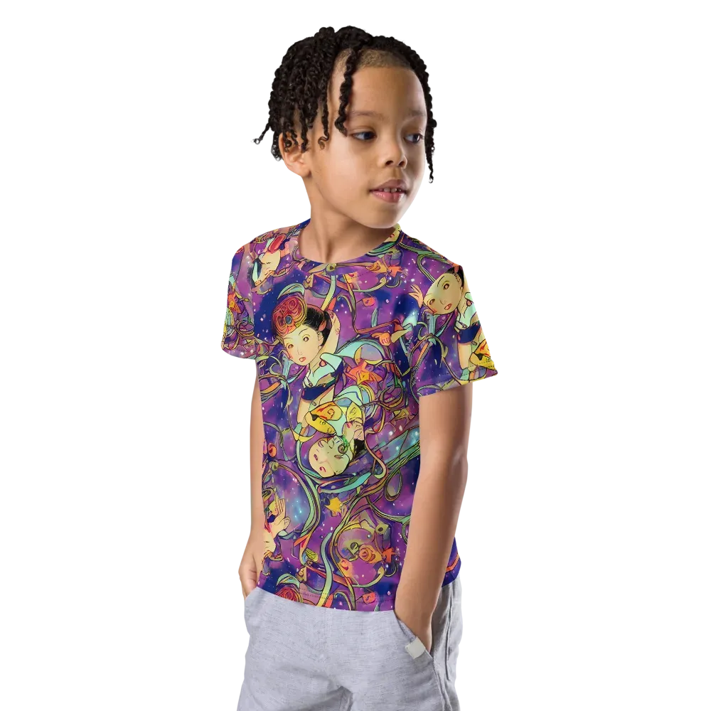 Spiral of Stardust on Kids Crew Neck T-Shirt — Left Front