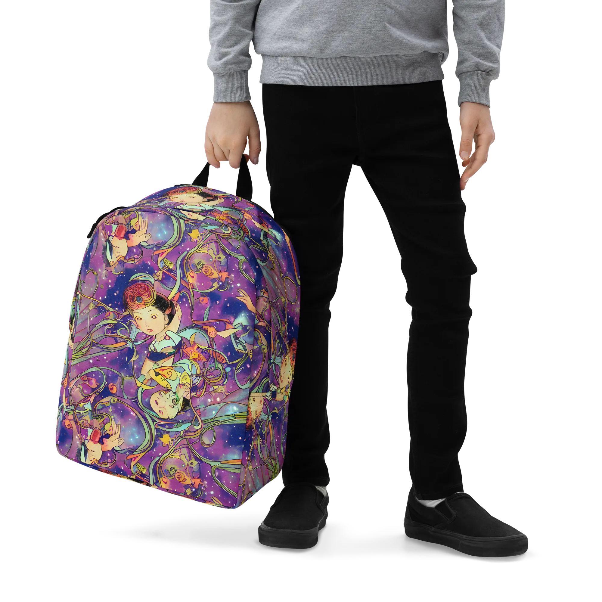 Spiral of Stardust on Minimalist Backpack — Zoomed-in